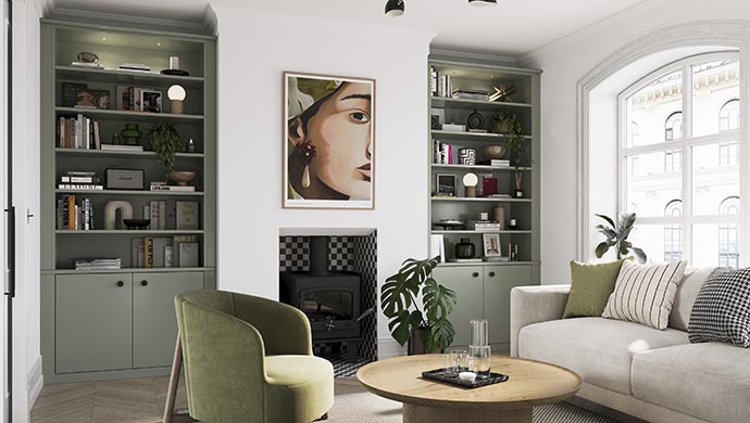 View of 16 green living room ideas to refresh your space | Sharps